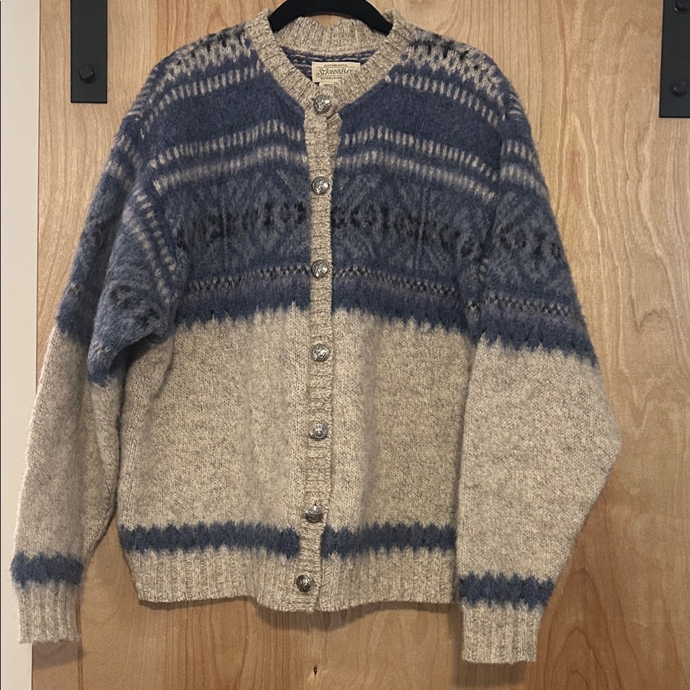 Vintage Wool Fair Isle Sweater Cardigan